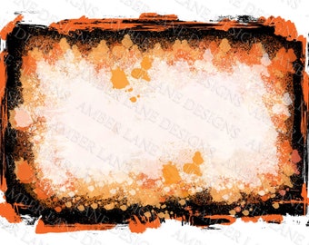 Orange paint splats bleach grunge background frame png file