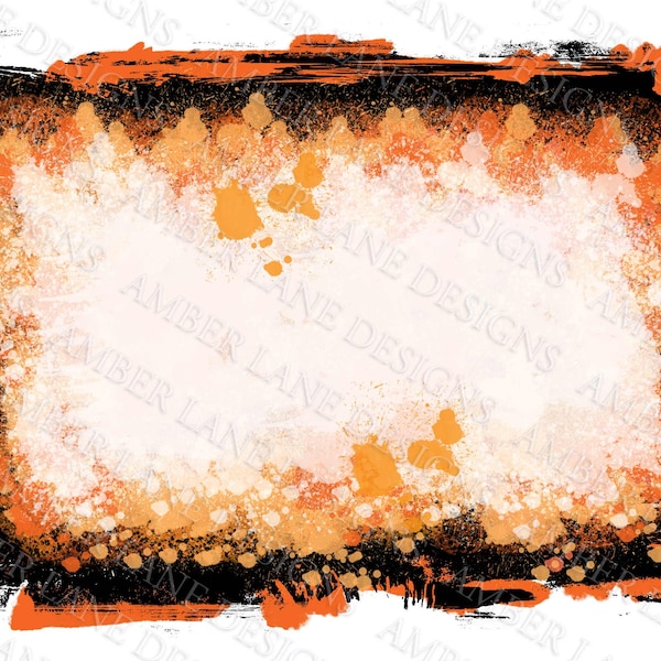 Orange paint splats bleach grunge background frame png file