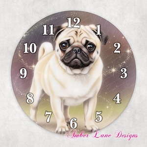Pug dog clock sublimation to fit 8&quot; x 8&quot; png file