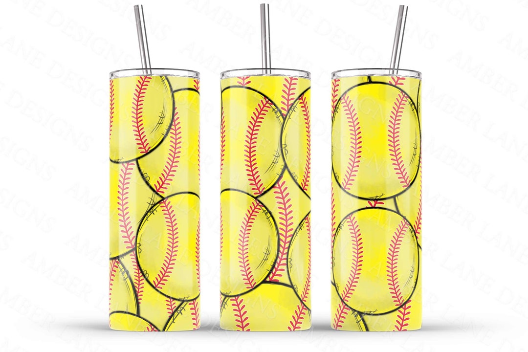 Softball Tumbler 20oz SKINNY TUMBLER Straight Wrap 1 Jpeg File Etsy