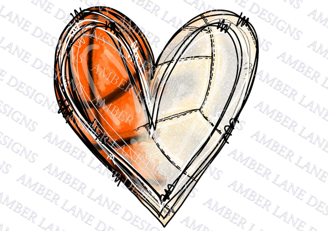 Basketball and Volleyball Heart, Sublimation PNG File Etsy