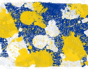 Blue Yellow And White Paint Splatter background Sublimation png file tumbler wrap