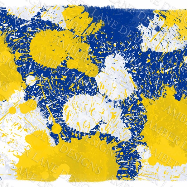 Blue Yellow And White Paint Splatter background Sublimation png file tumbler wrap