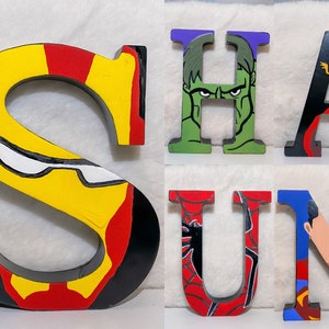 Letras de Marvel / Letras de superhéroes para niños / Letras pintadas a mano para el dormitorio / Regalos de Marvel / Decoración para niños / Letras de los Vengadores / PRECIO POR LETRA