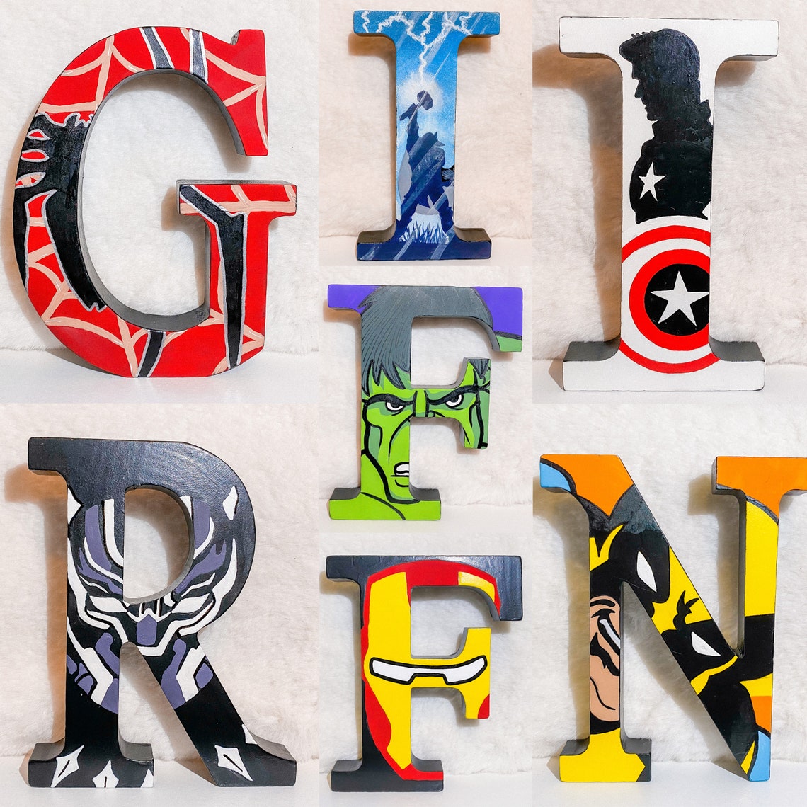 Marvel Letters Kids Superhero Letters Hand painted Bedroom Etsy