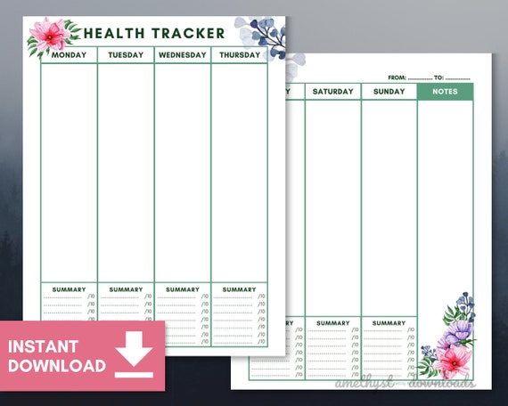 Health Tracker Printable for Chronic Illness Disability &amp; - Etsy