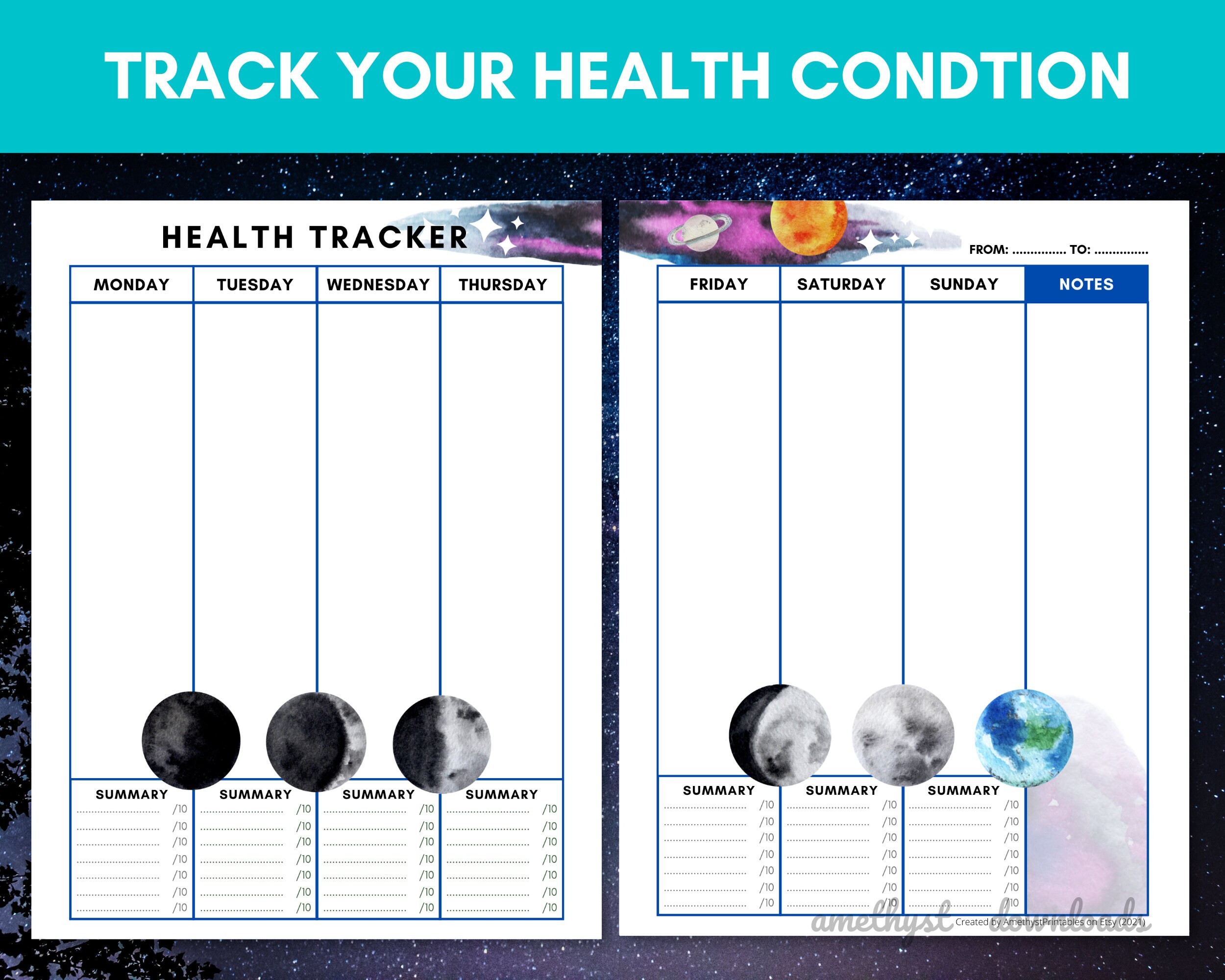 Health Tracker Printable for Chronic Illness Disability &amp; - Etsy