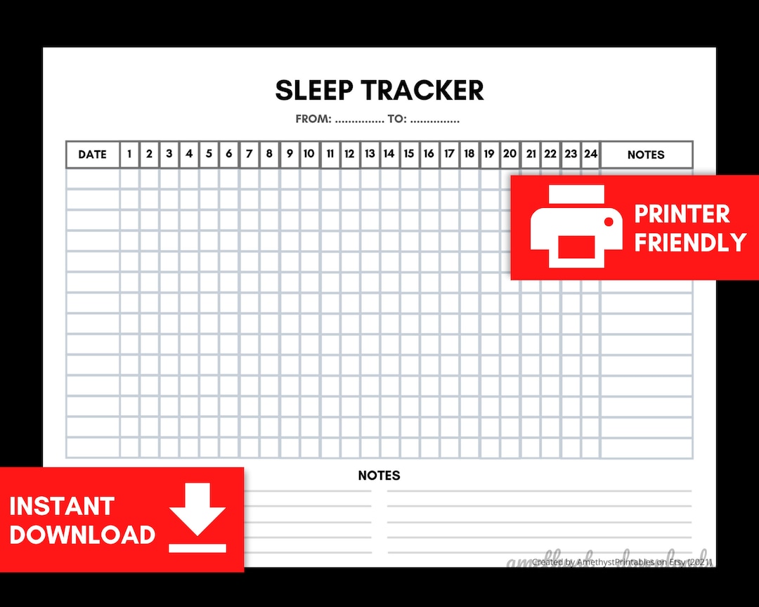 Sleep Diary Printable for Mental Health, Chronic Illness & Insomnia ...