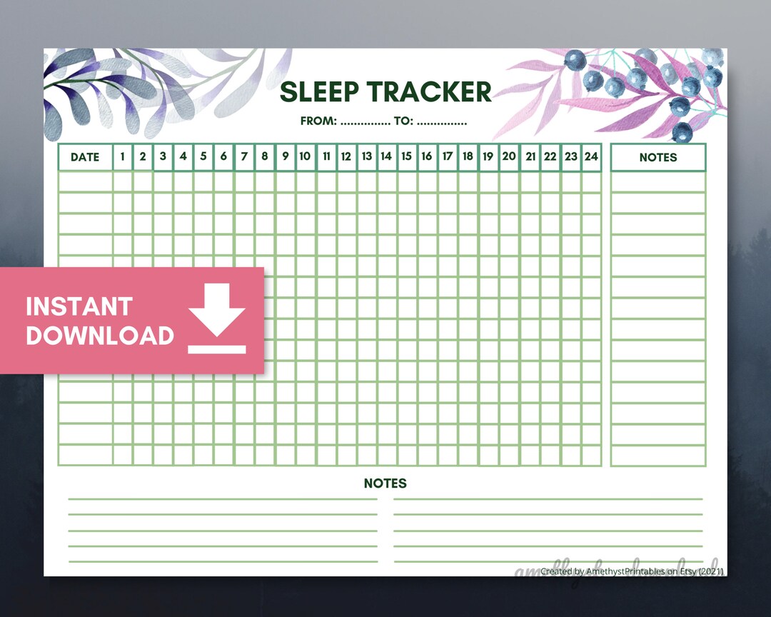 Sleep Diary Printable for Mental Health, Chronic Illness & Insomnia