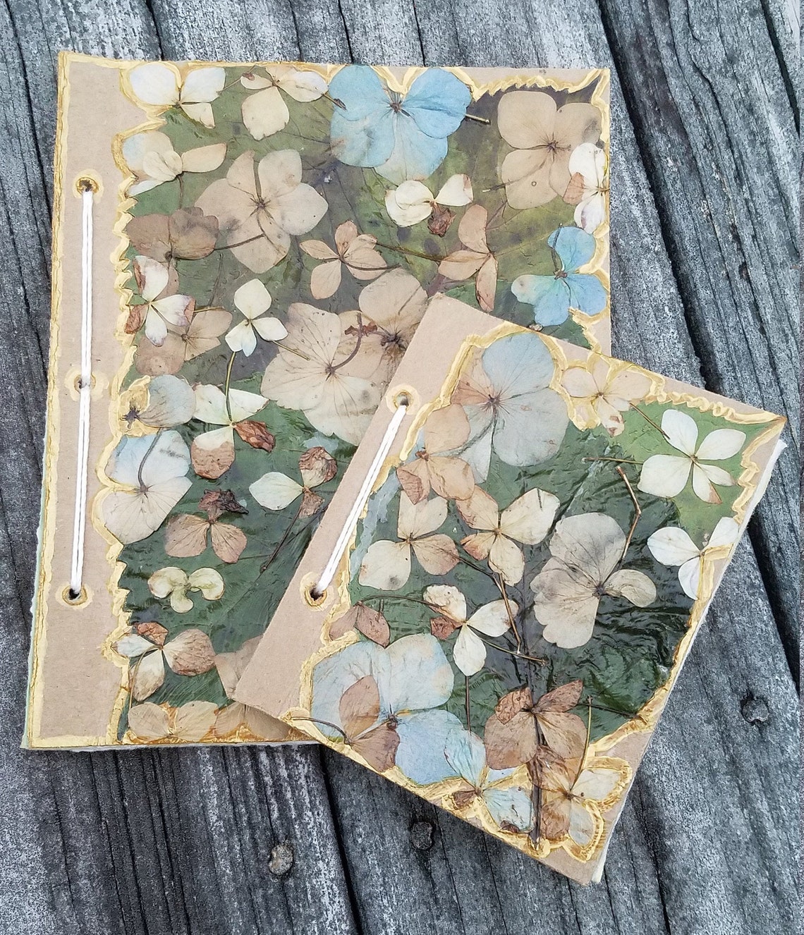 Handmade Journals / Tea Stained Pages / Dried Pressed Flowers Etsy