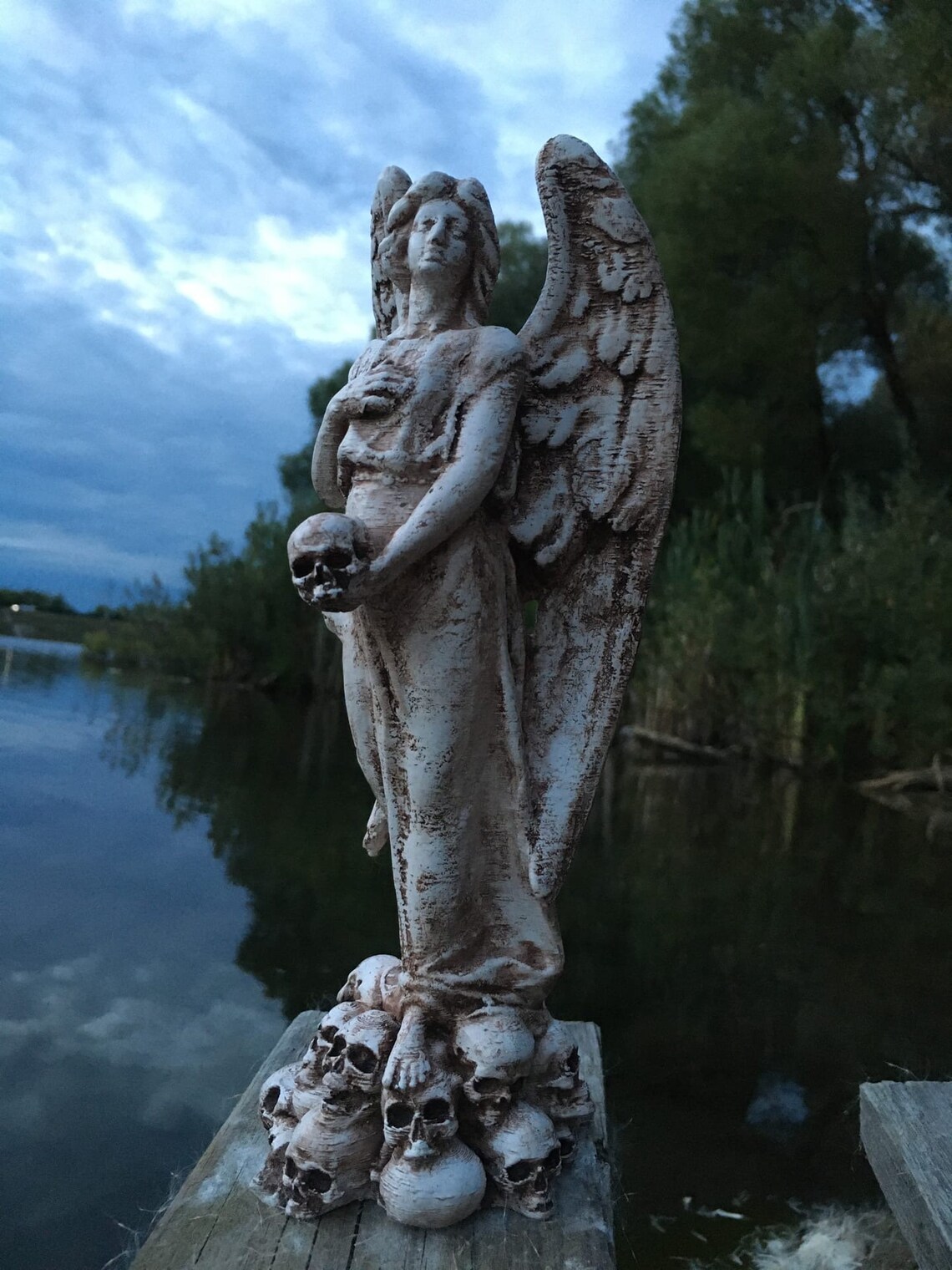 Angel of death Archangel Statue with wings Tombstone Religion Etsy