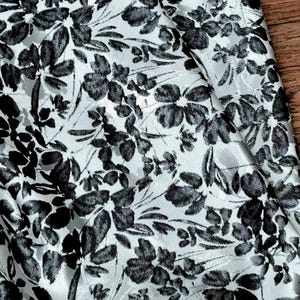 Black silver grey metallic floral print soft brocade fabric 60”wide price 1 yard
