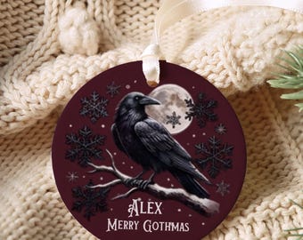 Personalized Gothmas Ornament, Gothic Ceramic Ornament, Christmas Keepsake, With Gift Box and Ribbon, Custom 2026 Christmas Ceramic Ornament