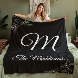 Custom Family Name Blanket, Personalized Initials Blanket, Housewarming Decor, Anniversary Gift, Mom Christmas Gift, Monogram Throw Blanket