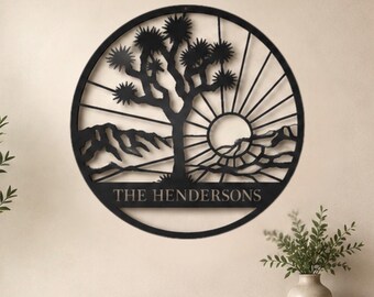Personalized Joshua Tree Metal Wall Art, Southwestern Arizona Sedona Decor, Boho Desert Rustic Western Art, Custom Ranch House Patio Sign