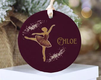 Personalized Nutcracker Ballet Dancer Ceramic Ornament, Ribbon and Gift Box, Classic Christmas Keepsake, Custom Christmas Tree Decor Gifts