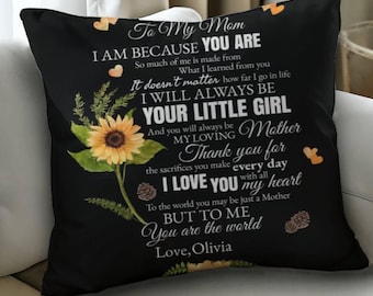 Personalized Mom Pillow Gift, Custom Name Pillow for Mom, Mother's Day Pillow, Daughter Gift To Mom, Sentimental Mom Birthday Throw Pillows