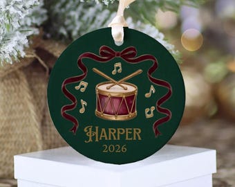 Personalized Nutcracker Ceramic Ornament with Ribbon and Gift Box, Classic Christmas Keepsake, Custom Drummer Boy Christmas Tree Decor Gift
