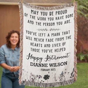 Personalized Retirement Gifts, Custom Retirement Blanket Gift for Women, Boss Coworker Retiring Party Farewell Gift, Co worker Leaving Gifts