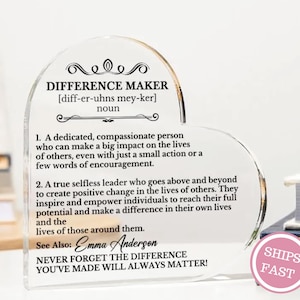 Difference Maker Gift, Retirement Plaque, Custom Employee Gift, Personalized Teacher Gift, Coworker Recognition Gift, NP Nurse Appreciation