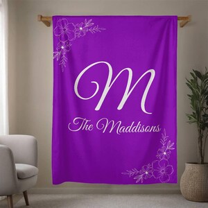 Custom Family Name Blanket, Personalized Last Name Initials Blanket, Wedding Anniversary Gift, Mom Christmas Gifts, Monogram Throw Blankets