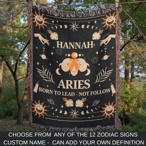 Aries Gifts, Personalized Zodiac Aries Blanket, Custom Astrology Woven Throw Blanket, Horoscope Gift, Zodiac Birthday Gift, Christmas Gift
