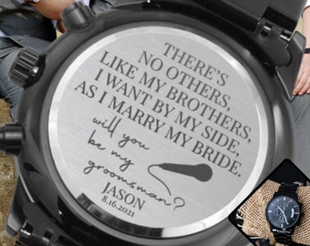 Groomsmen Proposal Gift, Custom Engraved Mens Watch, Groomsman Proposal Gifts, Groomsmen Gifts, Personalized Engraved Groomsman Watch Gift