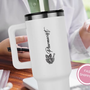 Pharmacist 40oz Tumbler Travel Mug, Pharmacist 40oz Engraved Tumbler With Handle, Pharmacist Large Coffee Cup, Pharmacy Graduate Mug Gifts