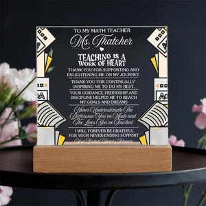 Teacher Gift, Personalized Teacher Appreciation Gift, Custom Teacher Thank You Plaque Gift, Teacher&#39;s Day Gift, Retirement Gift, End Of Year