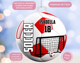 Personalized Christmas Sports Ornament, Personalized Kids Sports Christmas Ornament, Custom Boys or Girls Soccer Sports Ornament Gift