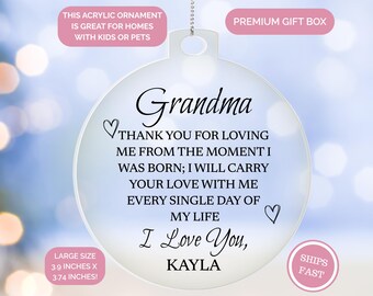 Grandma Christmas Ornament Gift, Personalized Grandma Ornament, Custom gift For My Grandmother, Grandma Holiday Keepsake