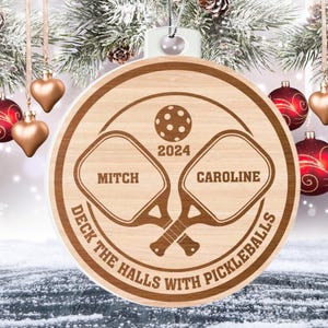 Personalized Pickleball Deck The Halls Tree Ornament, Custom Name Pickleball Ornament, Pickleball Lovers Christmas Gift, Pickleball Players