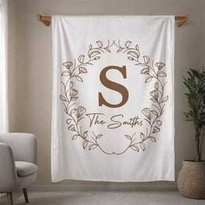 Custom Family Name Blanket, Personalized Last Name Initials Blanket, Wedding Anniversary Gift, Mom Christmas Gifts, Monogram Throw Blanket