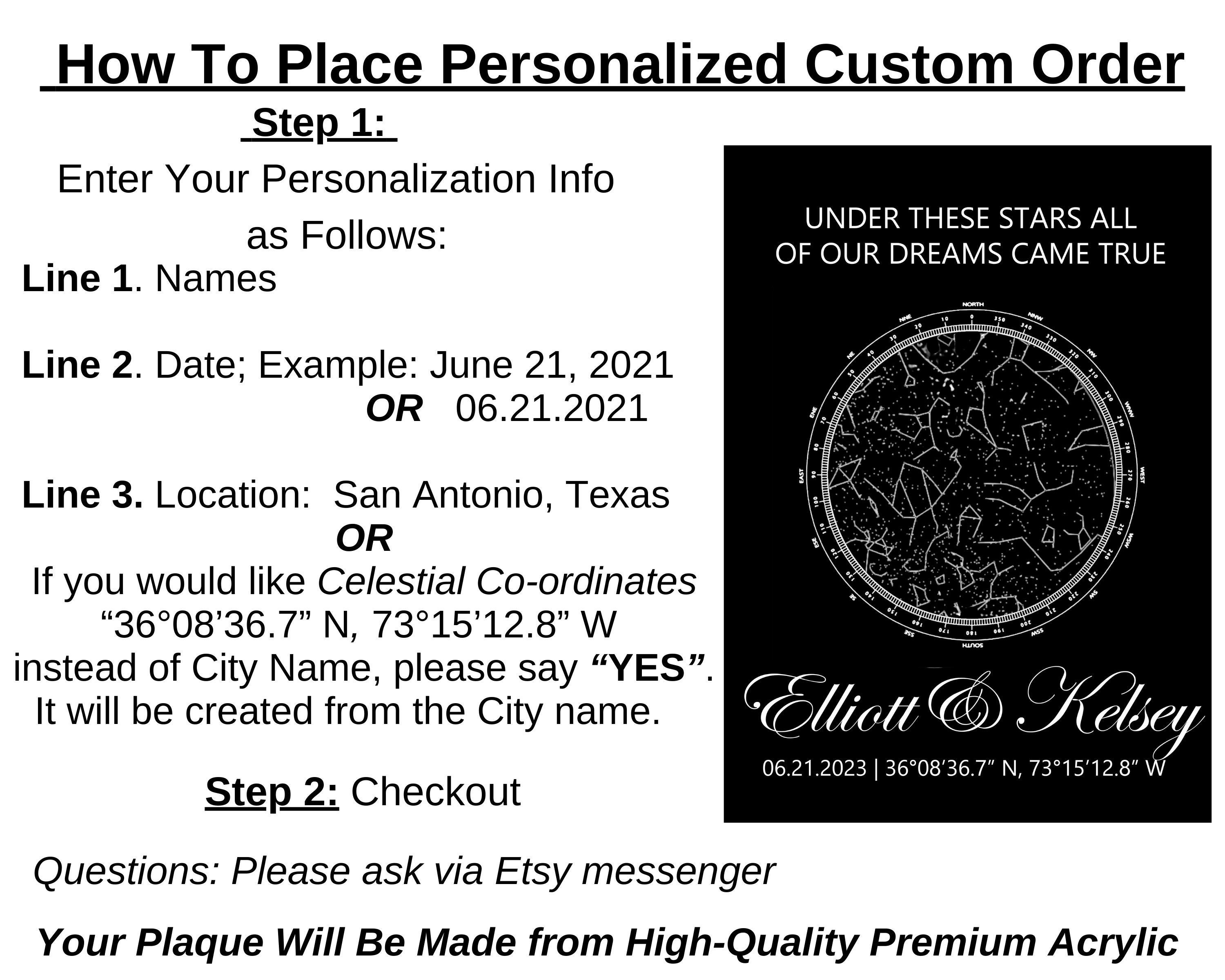 Star Map Night Light Custom Star Map by Date and Location Etsy