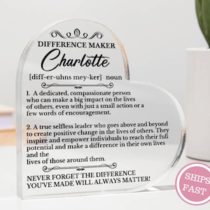 Difference Maker Gift, Retirement Plaque, Custom Employee Gift, Personalized Teacher Gifts, Coworker Recognition Gift, NP Nurse Appreciation