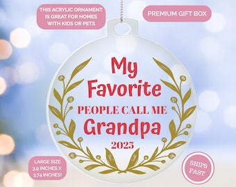 Grandpa Christmas Ornament Gift, Grandpa Keepsake From Grandkids, Grandfather Father's Day Gift