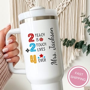 Personalized Teacher 40oz Tumbler With Handle, Teacher Appreciation Gifts, Custom Teacher Back To School Travel Mug, Teacher Christmas Gifts
