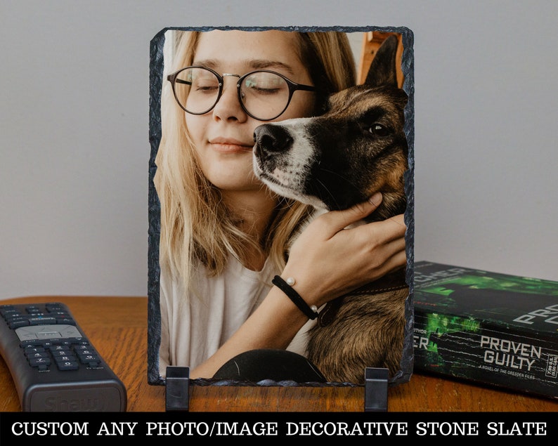 Grandma Gift Custom Photo Rectangle Decorative Stone Slate Your Family Personalized Christmas Gift Dog Cat Pet Great For Mom Image