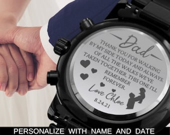 Father of the Bride Gift From Daughter, Custom Engraved Mens Watch, Dad Wedding Day Gifts, Personalized Watch Gift For Father of the Bride