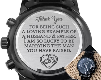 Father of the Groom Gift From Bride, Engraved Mens Watch, Engraved Watch for Father of the Groom, Sentimental Father in Law Wedding Day Gift