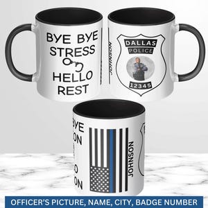 Tasse à café personnalisée de retraite d'agent de police, cadeau de retraite de police personnalisé, cadeau d'officier de police à la retraite, cadeaux de police de collègue à la retraite