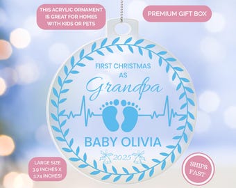 New Grandpa Christmas Ornament, Personalized My First Christmas As A Grandpa Gift, First Time Grandpa Christmas Keepsake, Grandfather Gifts