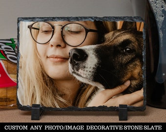Grandma Gift Custom Photo Rectangle Decorative Stone Slate Your Family Personalized Christmas Gift Dog Cat Pet Great For Mom Image