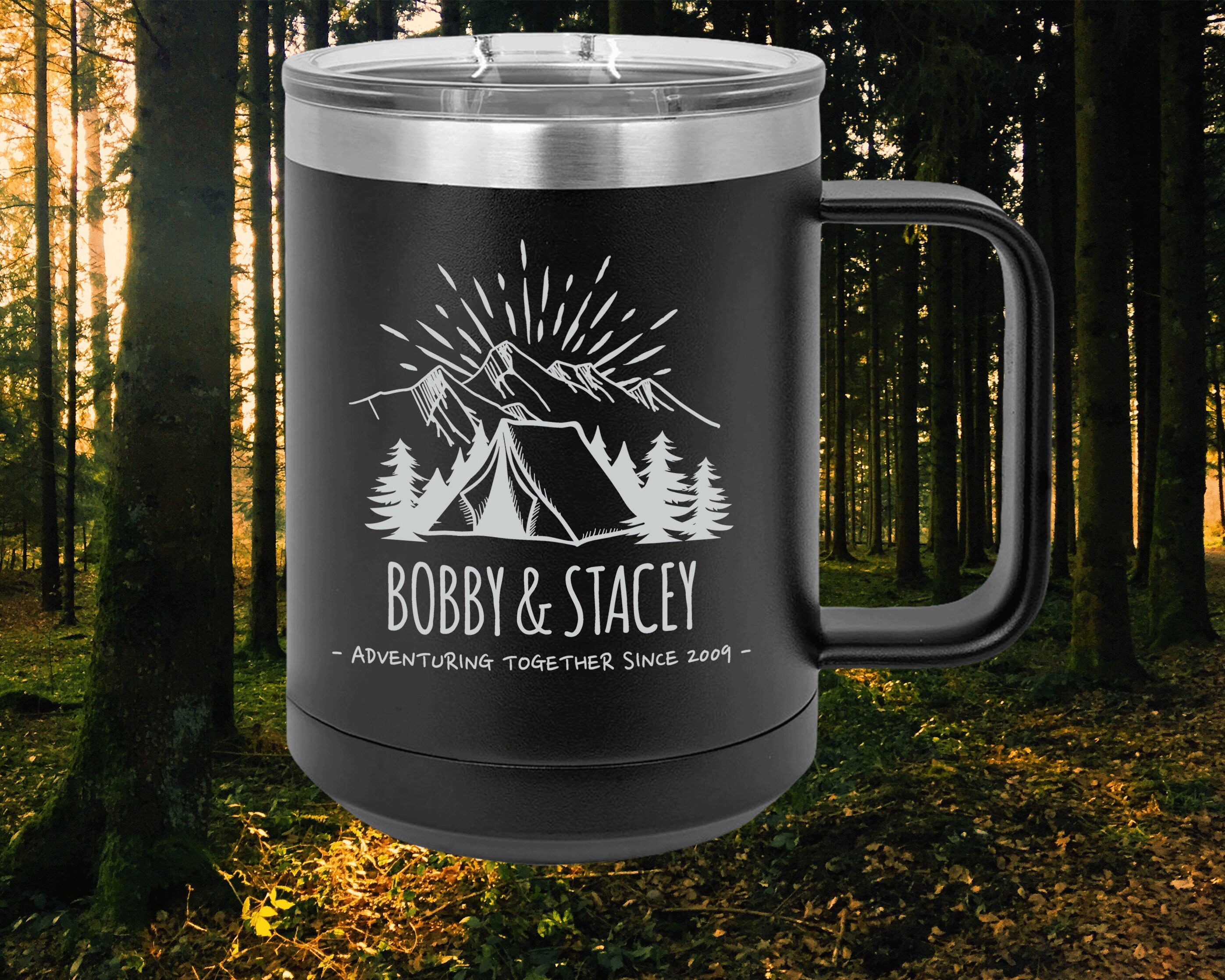 Custom Camping 15 oz Coffee Tumbler Add Names and Date Etsy