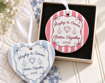 Couples Ornament, Personalized First Christmas Together Ornament With Gift Box, Custom Anniversary Keepsake, 2026 Christmas Ceramic Ornament