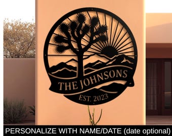 Joshua Tree Metal Wall Art, Personalized Southwestern Arizona Sedona Decor, Boho Desert Rustic Western Art, Custom Ranch House Patio Sign