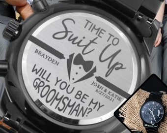 Groomsmen Proposal Gift, Custom Engraved Mens Watch, Personalized Groomsman Proposal Gifts, Wedding Gifts, Engraved Groomsman Watches Gift