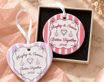 Couple Ornament, Personalized First Christmas Together Ornament With Gift Box, Custom Anniversary Keepsake, 2026 Christmas Ceramic Ornament