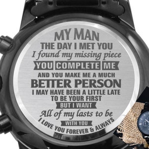 Cadeau d&#39;anniversaire d&#39;âme soeur, montre gravée pour mon homme, cadeaux de mari, cadeau d&#39;anniversaire de petit ami, cadeau de Noël de mari, cadeau de Saint-Valentin