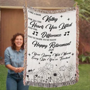 Personalized Retirement Gift, Custom Retirement Blanket Gift for Women, Boss Coworker Retiring Party, Farewell Gifts, Co Worker Leaving Work